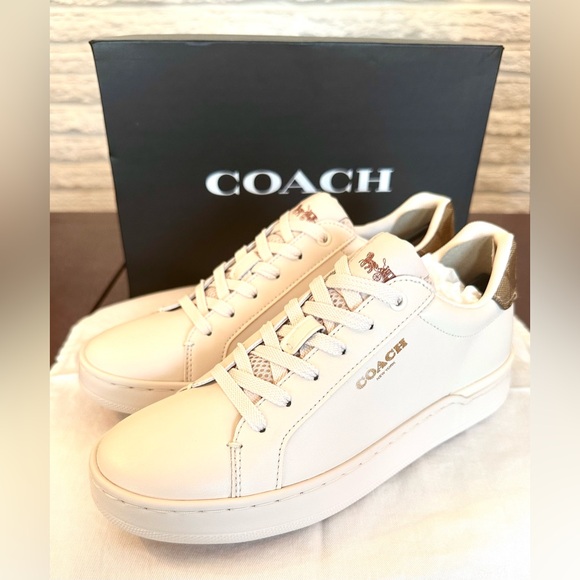 Coach Chalk/Khaki Clip Leather Lotop, Size 7B Sneakers, NWOT-Pristine Condition - Picture 3 of 12